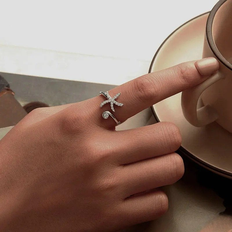 Bague ajustable simple en forme d'étoile de mer