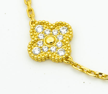 [Kincade Jewelrys]CLOVER BRACELET 5 MOTIFS GOLD DIAMOND