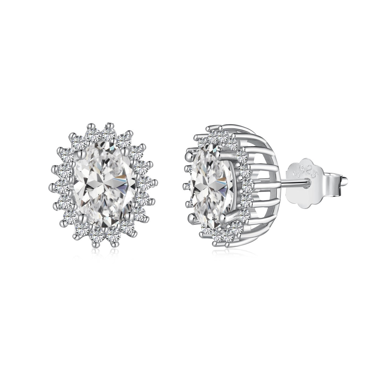 [Kincade Jewelry] Boucles d'oreilles délicates à coupe ovale radiante pour le quotidien