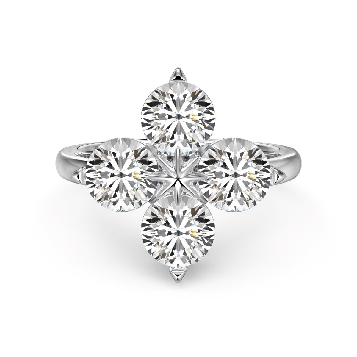 [Kincade Jewelry] Bague étoile à huit branches et trèfle à quatre feuilles