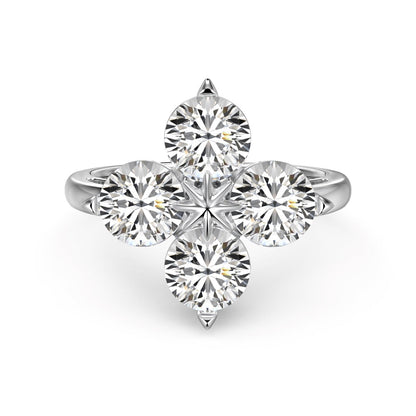 [Kincade Jewelry] Bague étoile à huit branches et trèfle à quatre feuilles