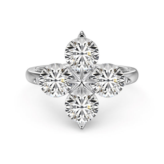 [Joyas Kincade] Anillo de trébol de cuatro hojas y estrella de ocho puntas