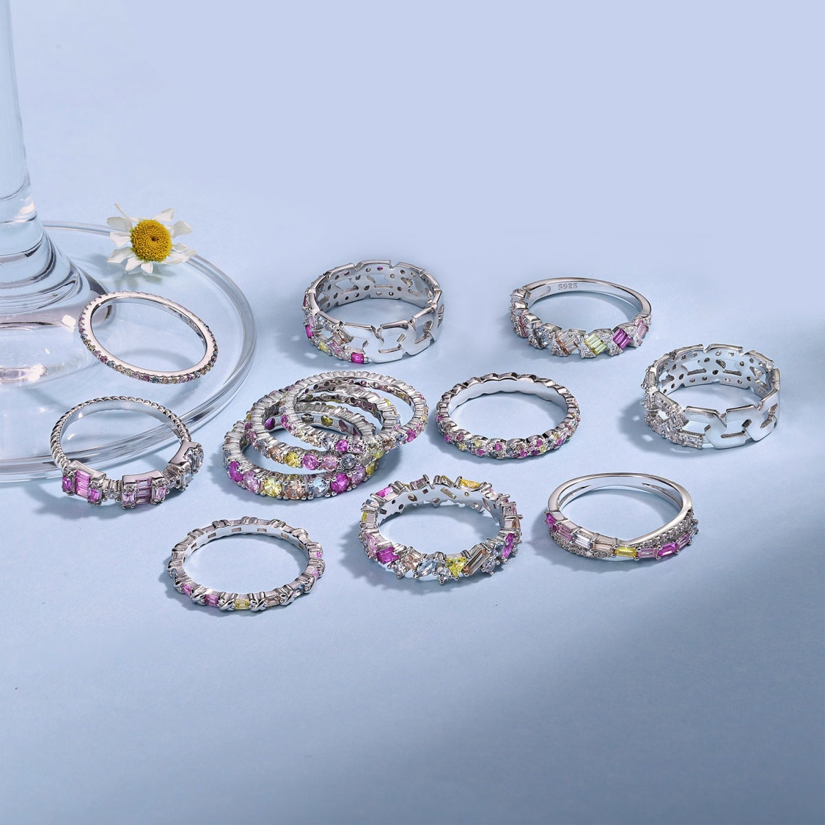 [Kincade Jewelrys]Radiant Sparkling Round Cut Daily Ring