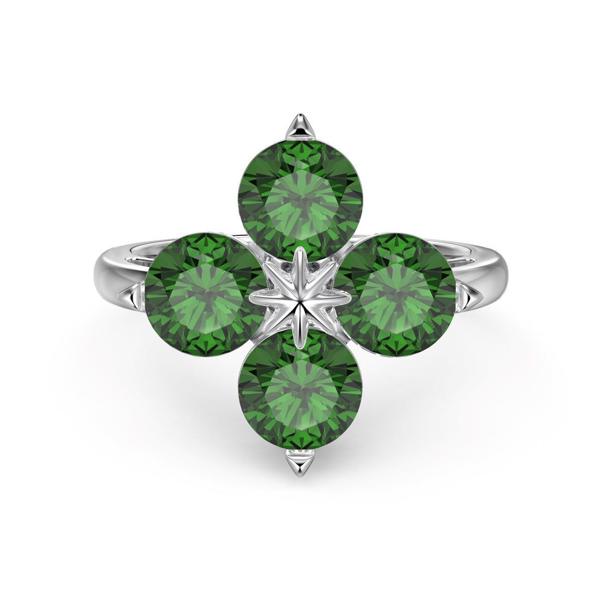 [Kincade Jewelry] Bague étoile à huit branches et trèfle à quatre feuilles