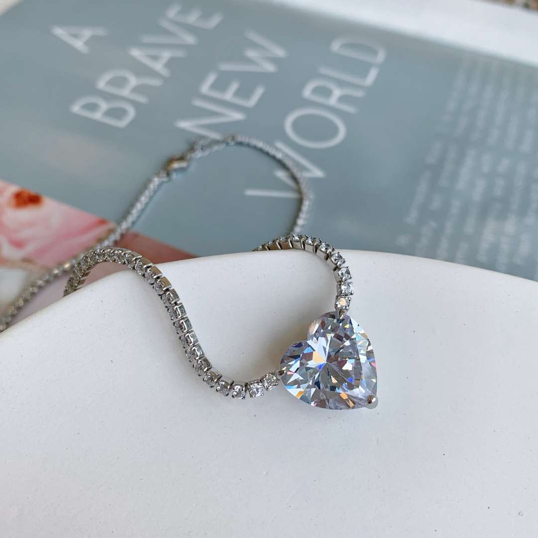 [Kincade Jewelrys] Collier tennis polyvalent et coloré en forme de cœur de 8,0 carats