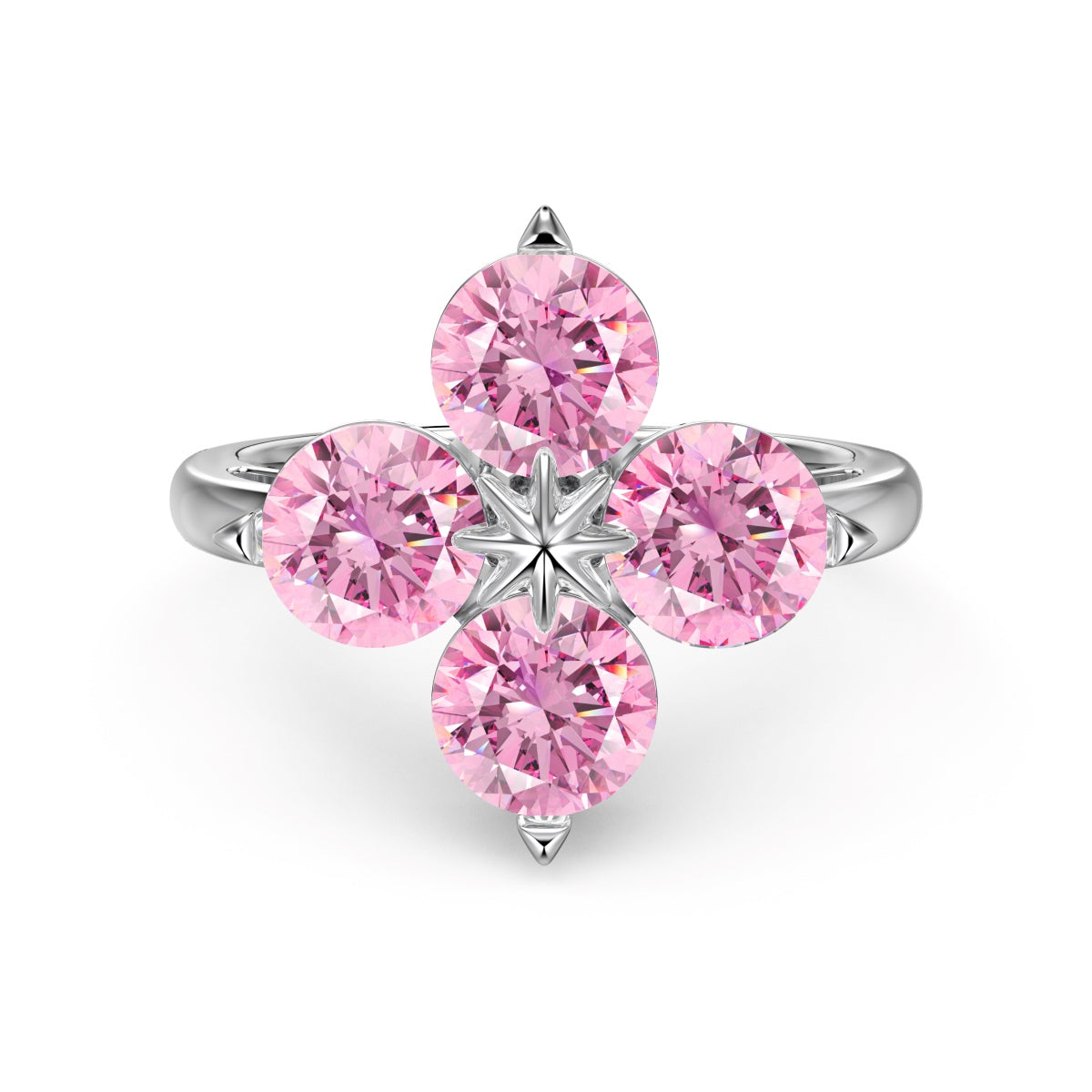 [Kincade Jewelry] Bague étoile à huit branches et trèfle à quatre feuilles