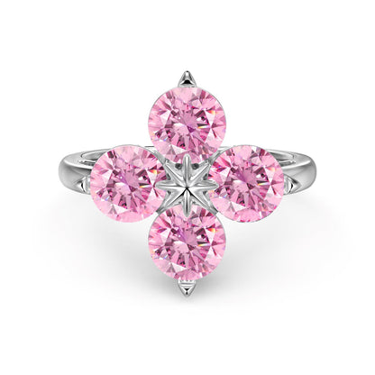 [Kincade Jewelry] Bague étoile à huit branches et trèfle à quatre feuilles