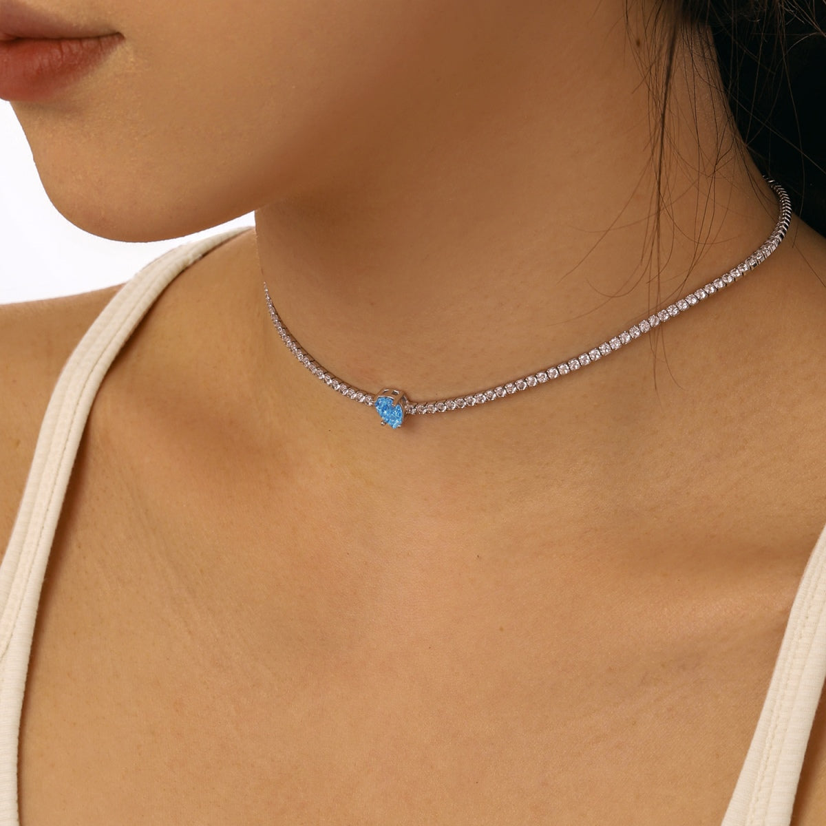 [Kincade Jewelrys] Collier tennis unique taille poire de 1,0 carat