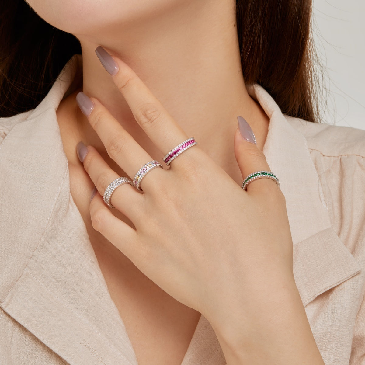 [Kincade Jewelrys]Delicate Colorful Round Cut Daily Ring