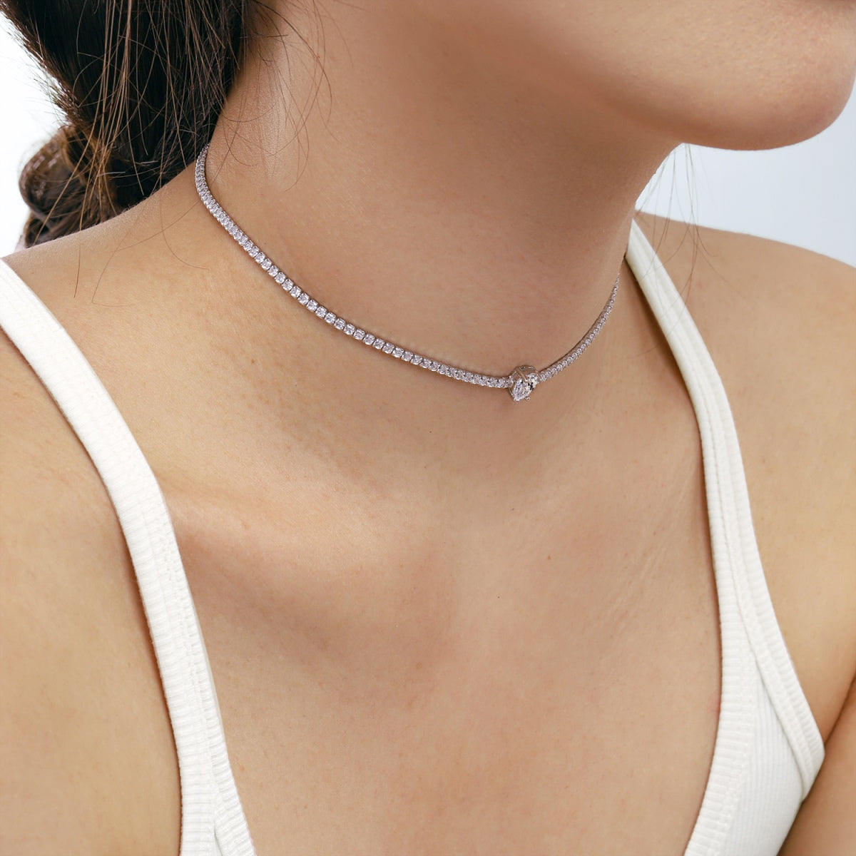 [Kincade Jewelrys] Collier tennis unique taille poire de 1,0 carat