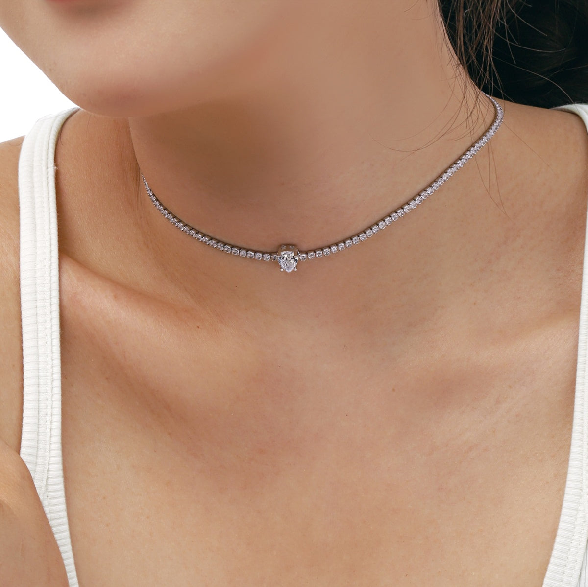 [Kincade Jewelrys] Collier tennis unique taille poire de 1,0 carat