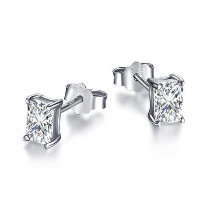 [Kincade Jewelrys] Boucles d'oreilles à tige rectangulaires brillantes et élégantes avec pierre centrale