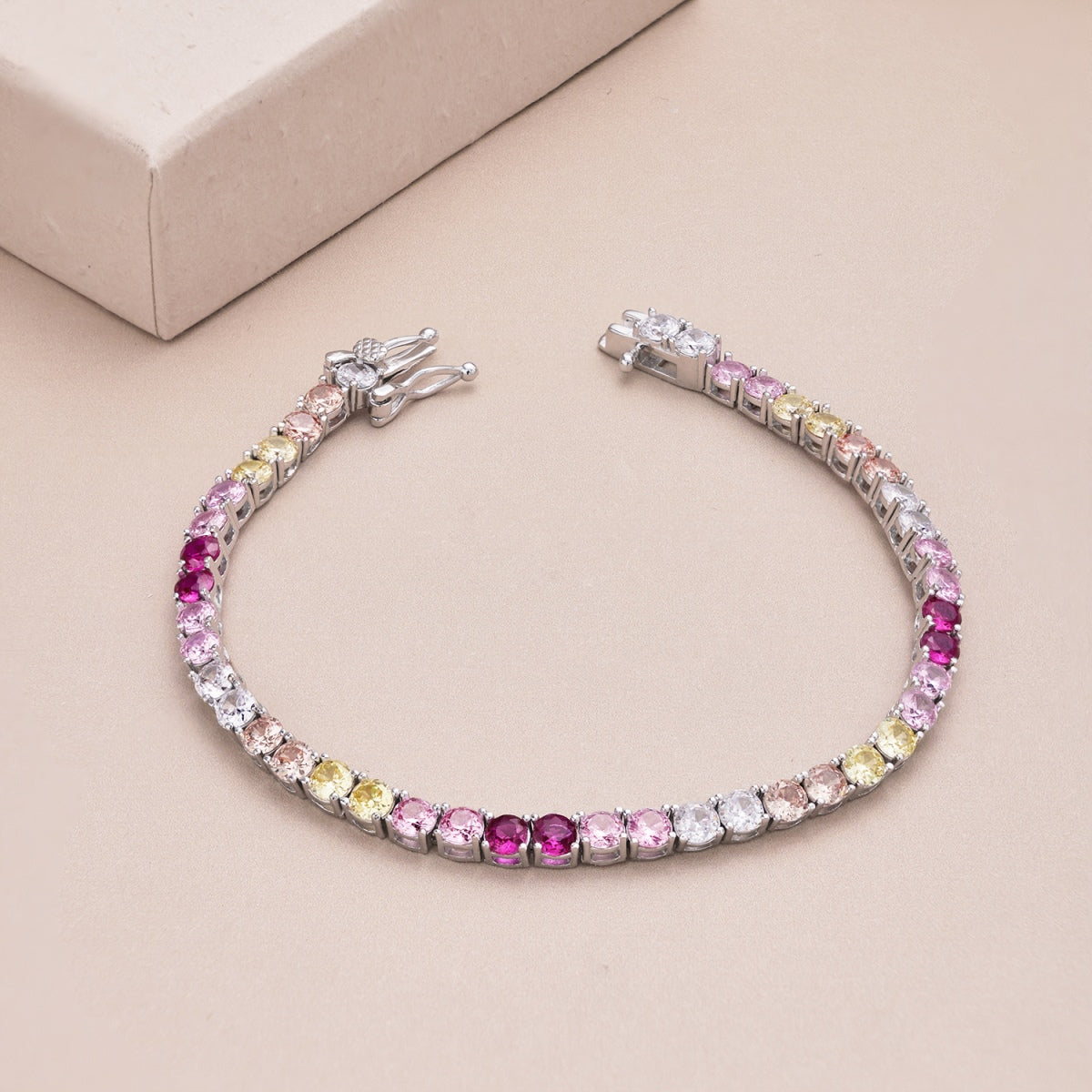 [Kincade Jewelrys] Bracelet tennis rond coloré et éclatant