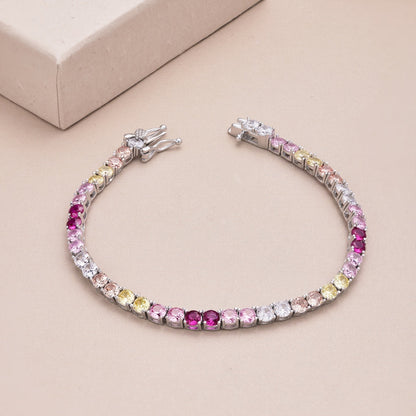 [Kincade Jewelrys] Bracelet tennis rond coloré et éclatant