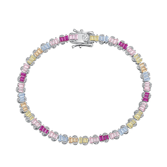 [Joyas Kincade] Delicada pulsera de fiesta con corte esmeralda colorido