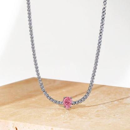 [Kincade Jewelrys] Collier tennis unique taille poire de 1,0 carat