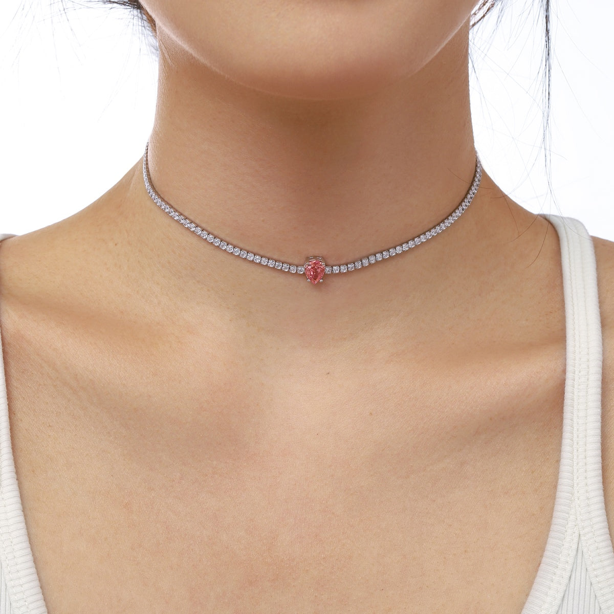 [Kincade Jewelrys] Collier tennis unique taille poire de 1,0 carat
