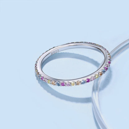 [Kincade Jewelrys]Ornate Colorful Round Cut Tennis Ring