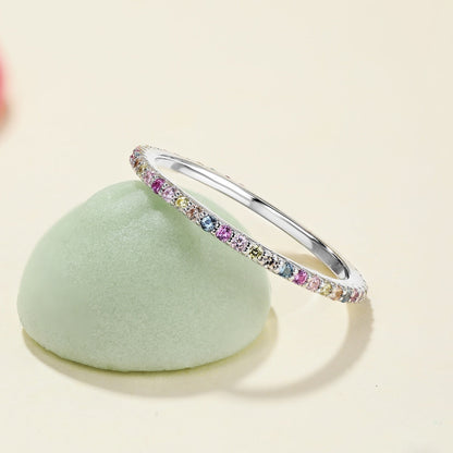 [Kincade Jewelrys]Ornate Colorful Round Cut Tennis Ring