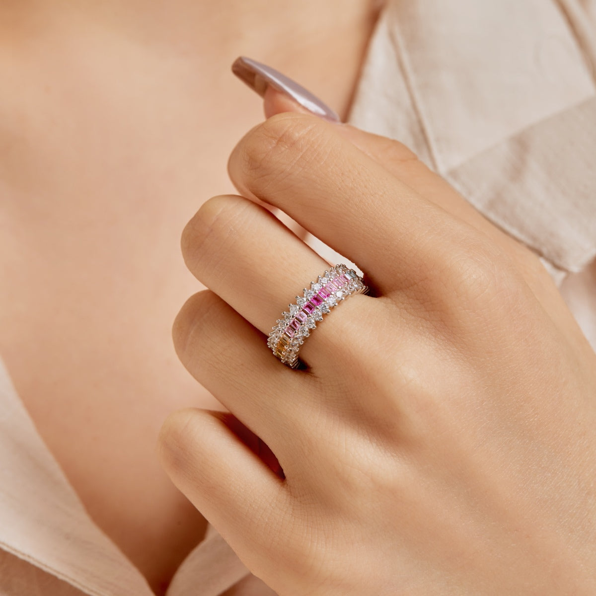 [Kincade Jewelrys]Ornate Colorful Radiant Cut Daily Ring