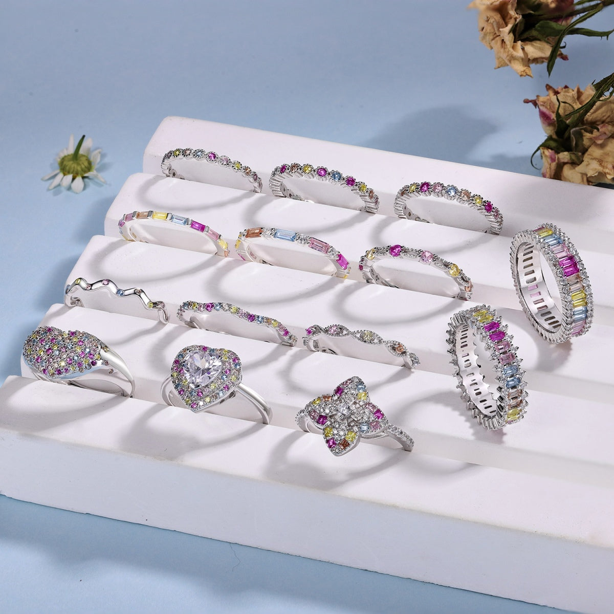 [Kincade Jewelrys]Dainty Colorful Round Cut Party Ring