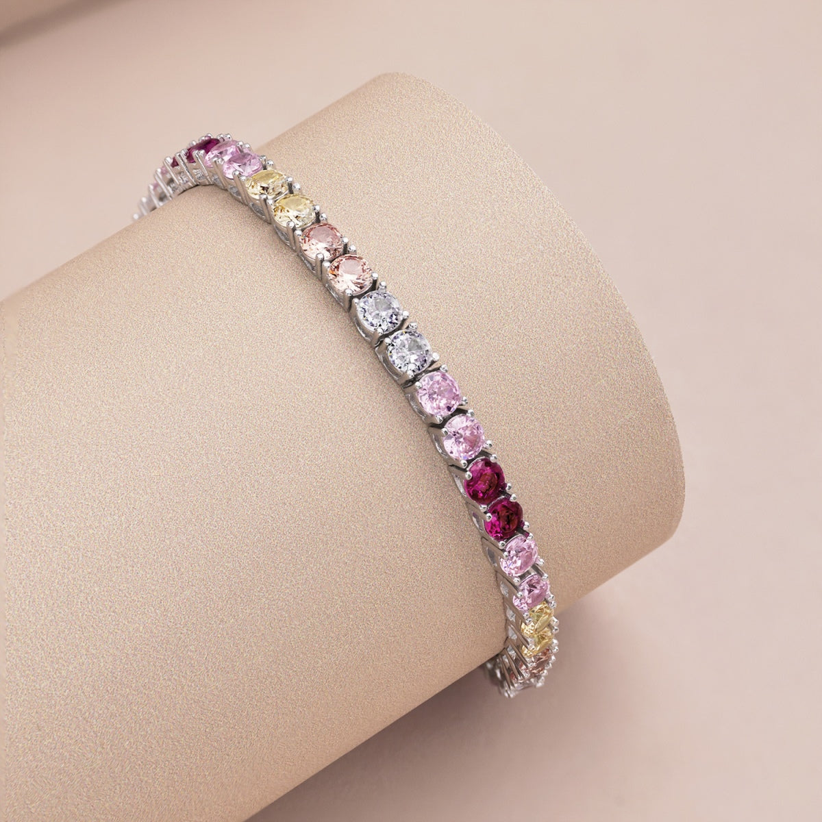 [Kincade Jewelrys] Bracelet tennis rond coloré et éclatant