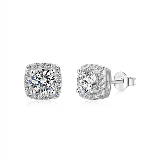 [Kincade Jewelrys] Boucles d'oreilles à tige classiques avec pierre centrale ronde