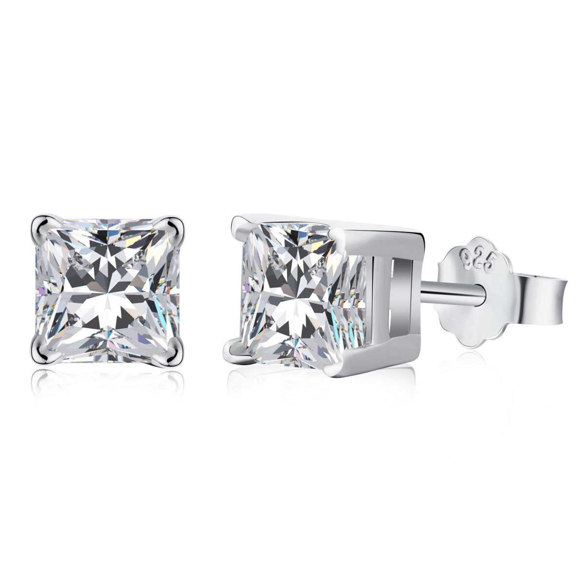 [Kincade Jewelry] Boucles d'oreilles de mariage taille princesse radiante de 1,0 carat