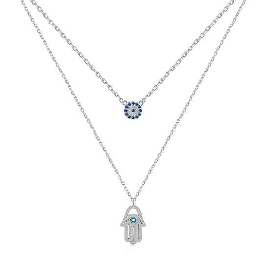 [Joyas Kincade]Collar de palma de Hamsa con ojo de demonio