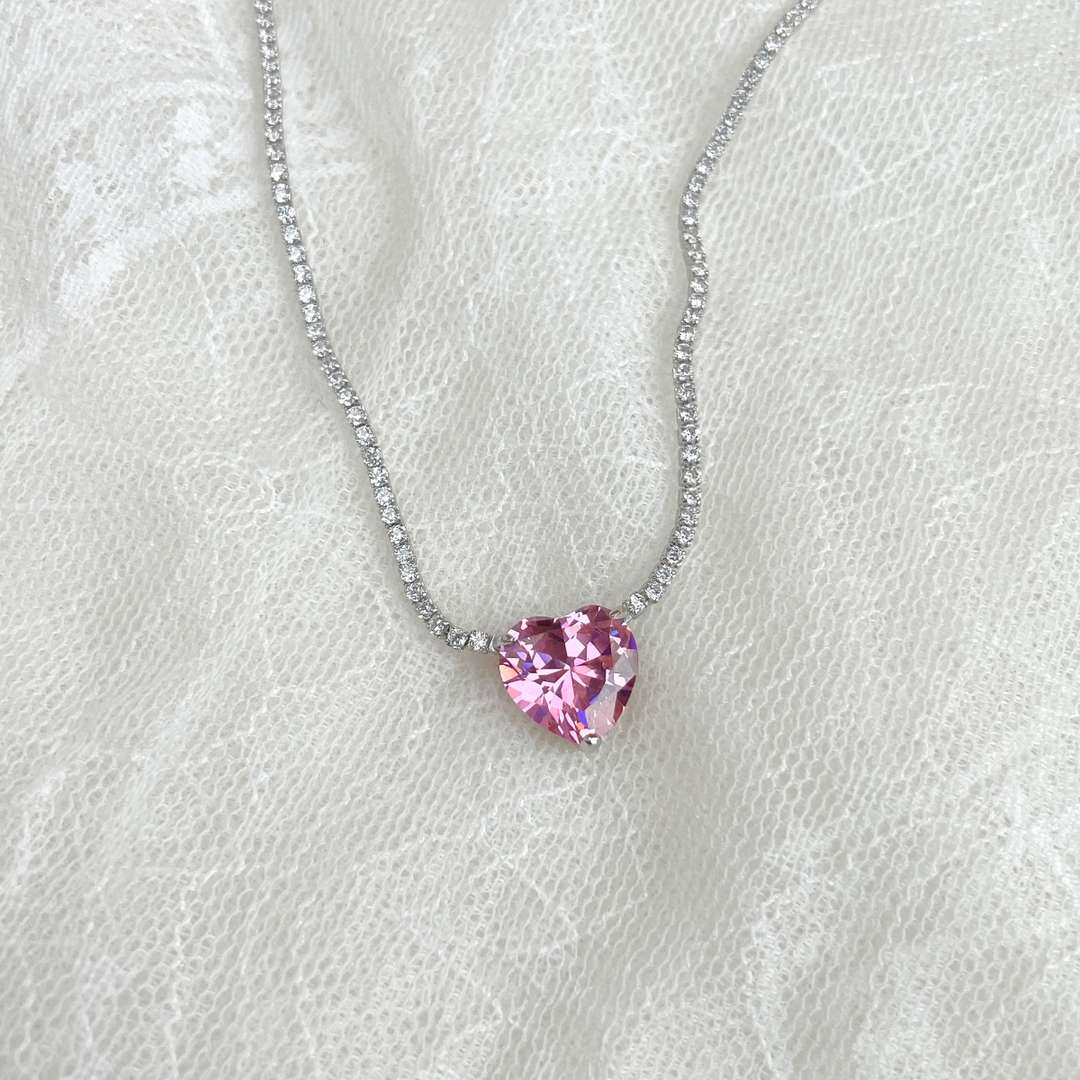 [Kincade Jewelrys] Collier tennis polyvalent et coloré en forme de cœur de 8,0 carats