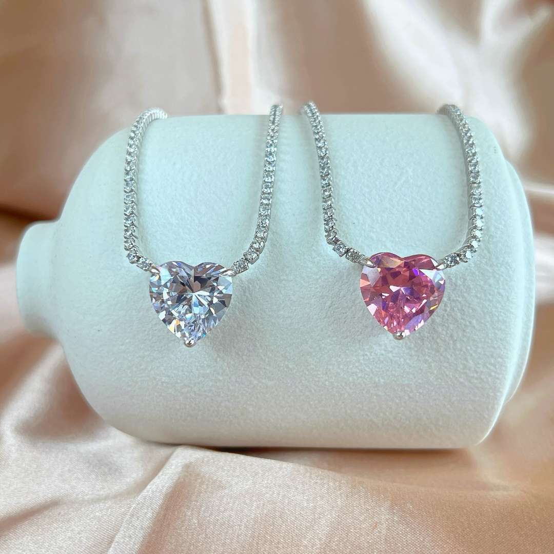[Kincade Jewelrys] Collier tennis polyvalent et coloré en forme de cœur de 8,0 carats