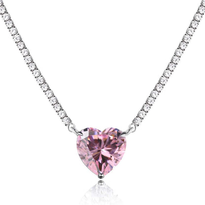 [Kincade Jewelrys] Collier tennis polyvalent et coloré en forme de cœur de 8,0 carats