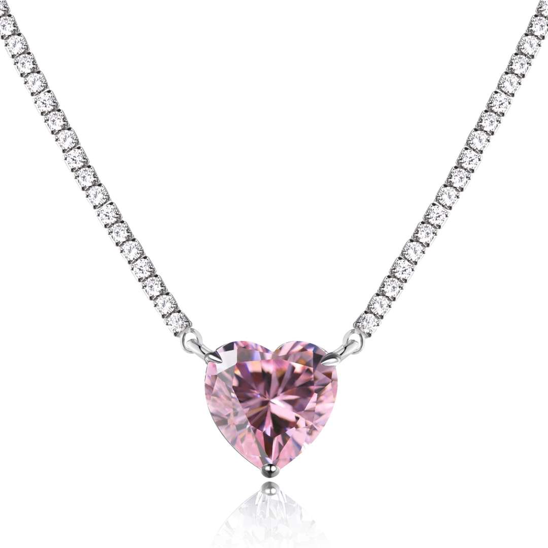 [Kincade Jewelrys] Collier tennis polyvalent et coloré en forme de cœur de 8,0 carats