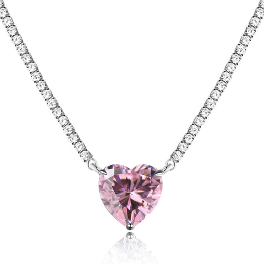 [Kincade Jewelrys] Collier tennis polyvalent et coloré en forme de cœur de 8,0 carats