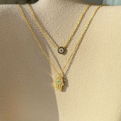 [Kincade Jewelrys]Demon Eye Hamsa Palm Necklace