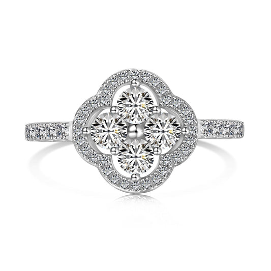 [Joyas Kincade] Anillo con diseño de flor de trébol de cuatro hojas