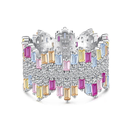 [Kincade Jewelrys] Anillo de lujo con corte radiante y colorido para uso diario