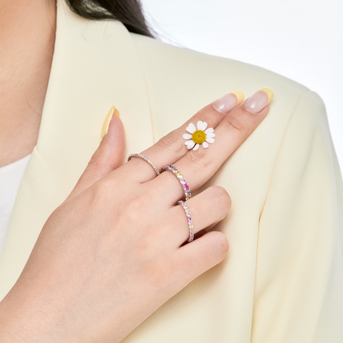 [Kincade Jewelry] Bague tennis ronde brillante et éblouissante