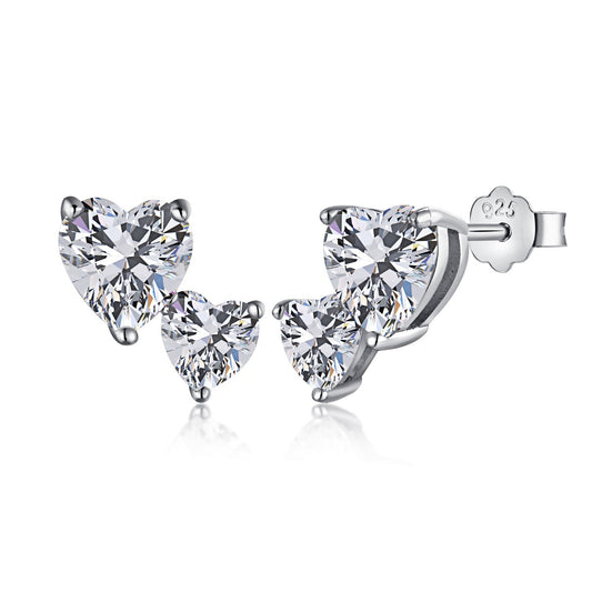 [Kincade Jewelrys] Boucles d'oreilles classiques style princesse en forme de double cœur