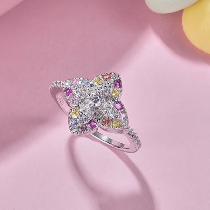 [Kincade Jewelry] Bague de banquet luxueuse en forme de fleur colorée