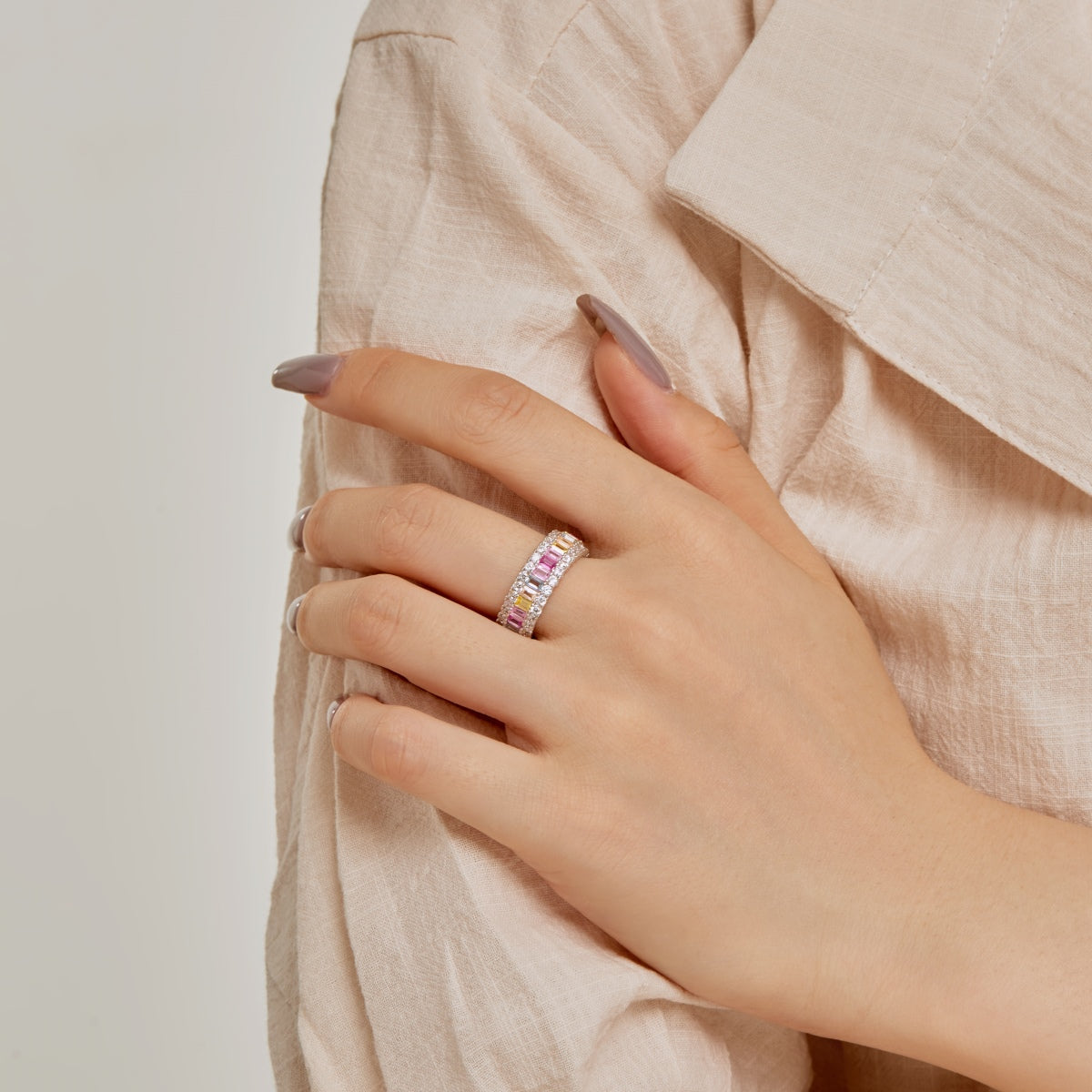 [Kincade Jewelrys]Dainty Colorful Radiant Cut Daily Ring
