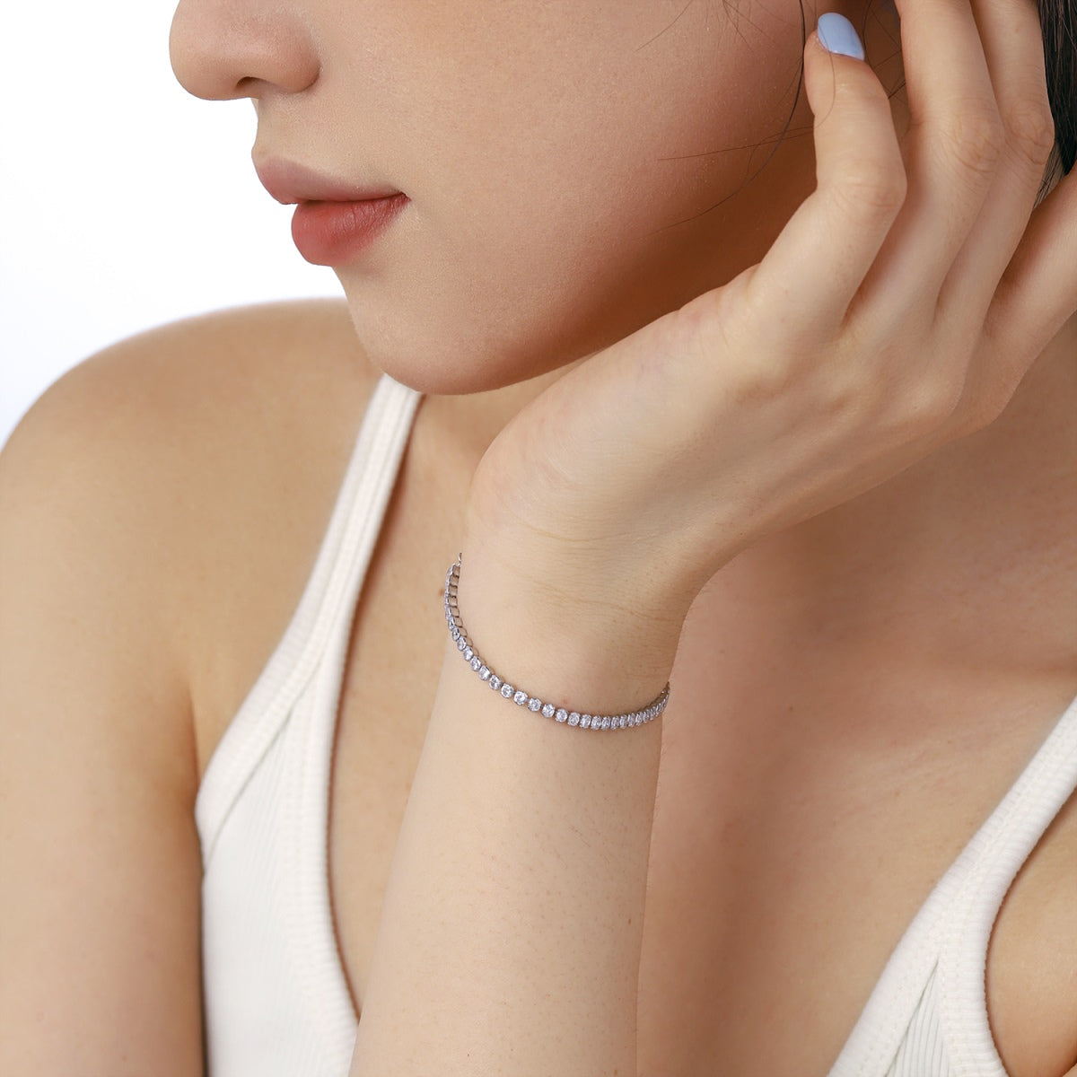 [Kincade Jewelrys] Bracelet quotidien éblouissant à taille ronde scintillante