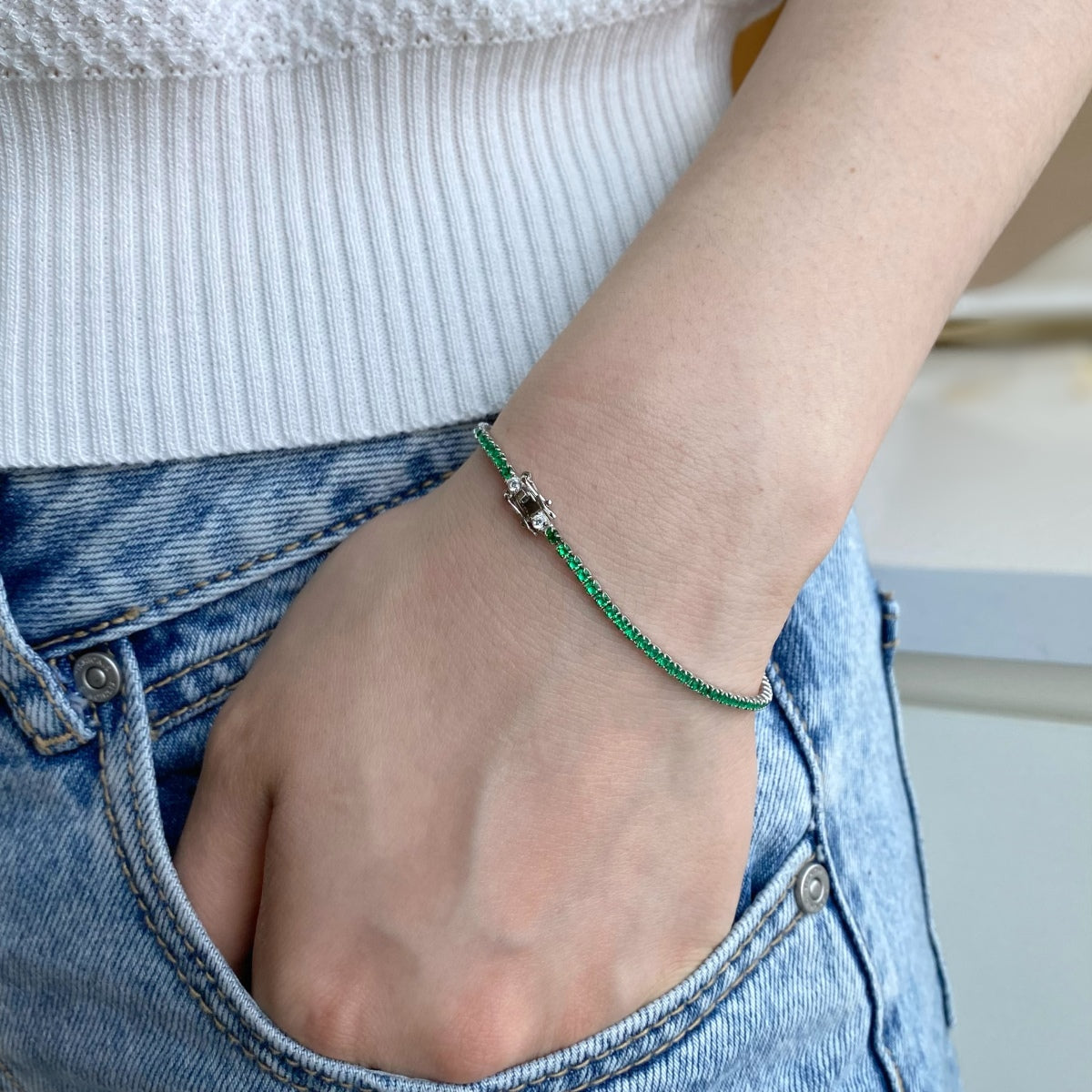 [Kincade Jewelrys] Bracelet quotidien éblouissant à coupe ronde colorée