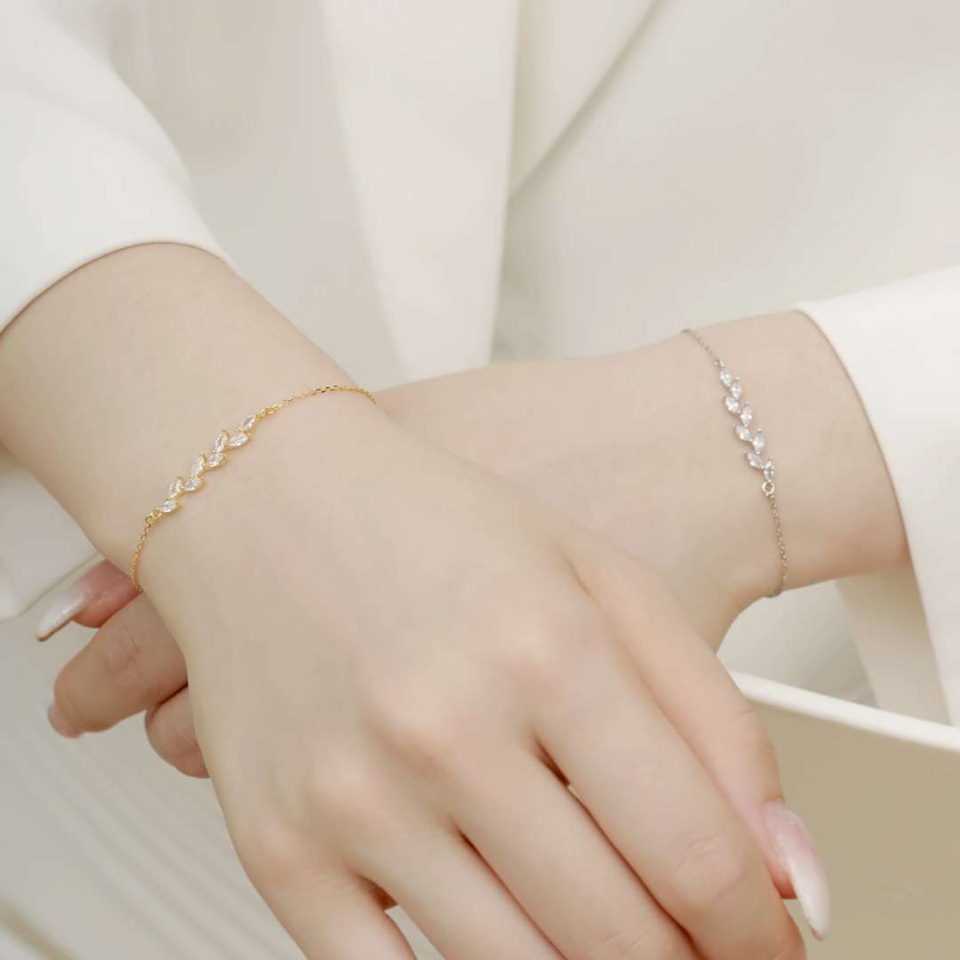 [Kincade Jewelrys] Bracelet élégant en forme de feuilles de blé