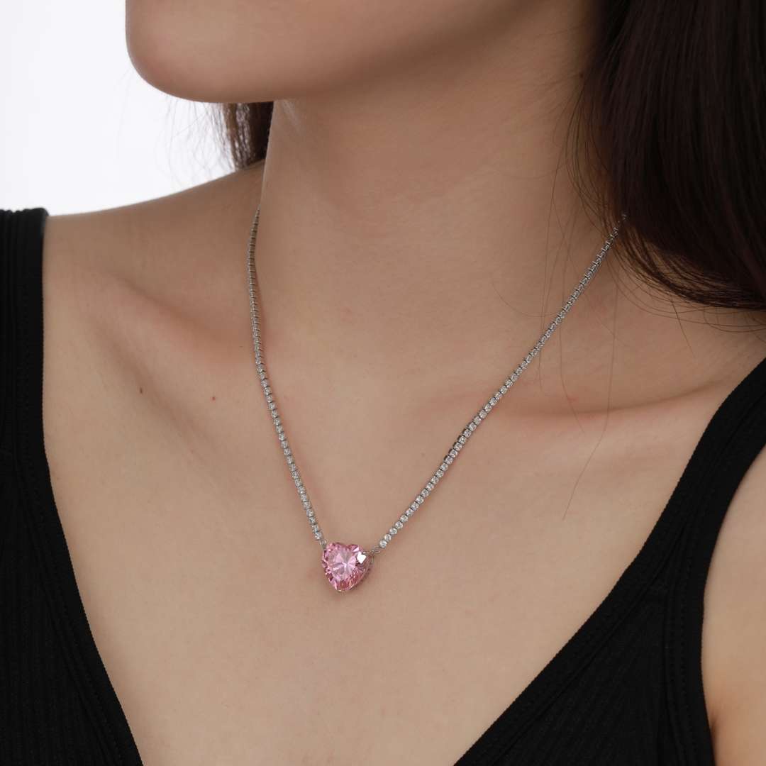 [Kincade Jewelrys] Collier tennis polyvalent et coloré en forme de cœur de 8,0 carats