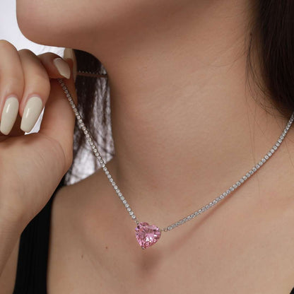 [Kincade Jewelrys] Collier tennis polyvalent et coloré en forme de cœur de 8,0 carats