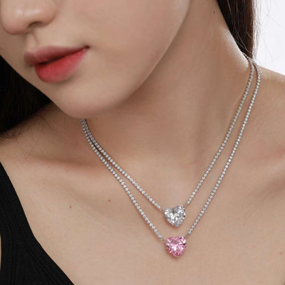 [Kincade Jewelrys] Collier tennis polyvalent et coloré en forme de cœur de 8,0 carats