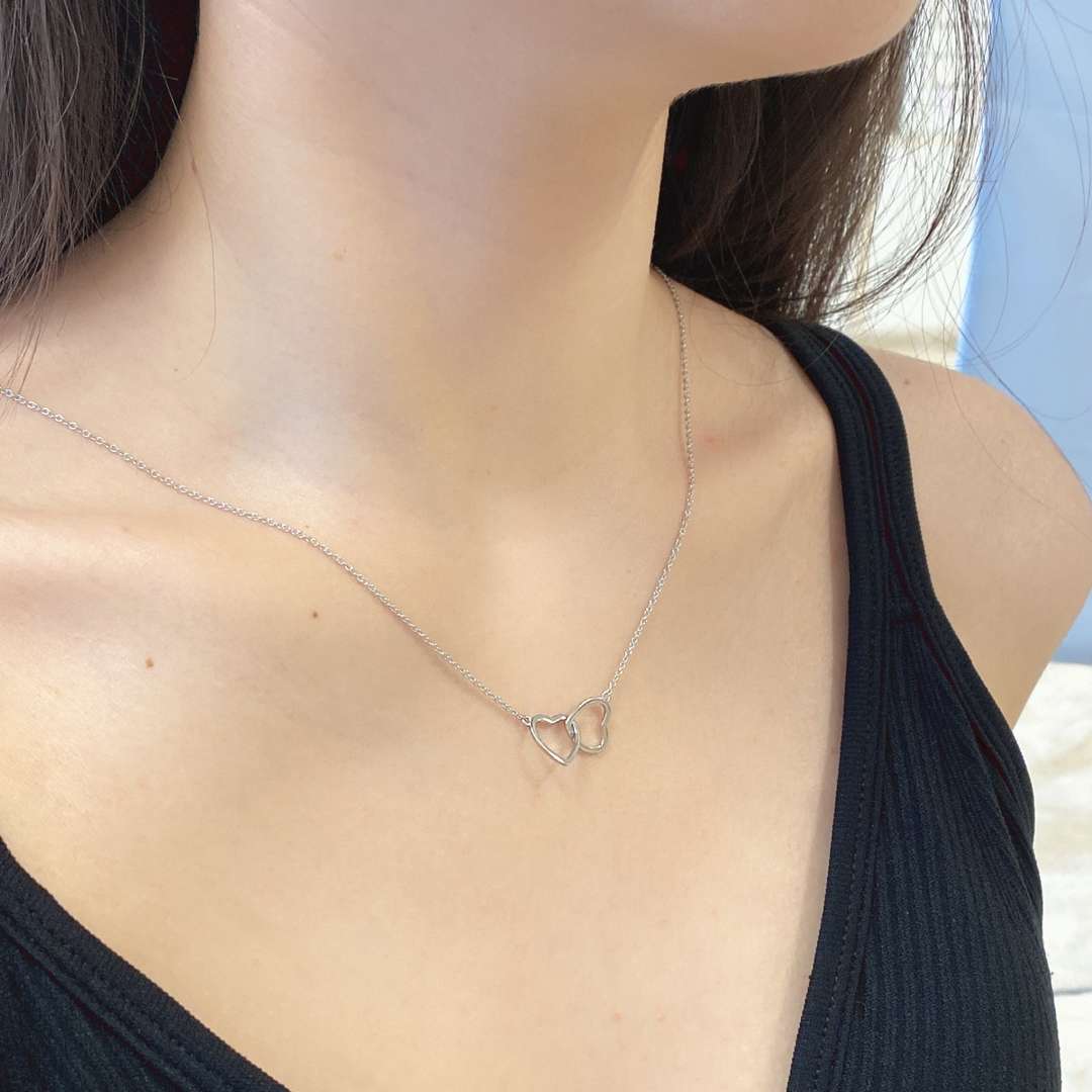 [Kincade Jewelrys] Collier double anneau Love en argent sterling