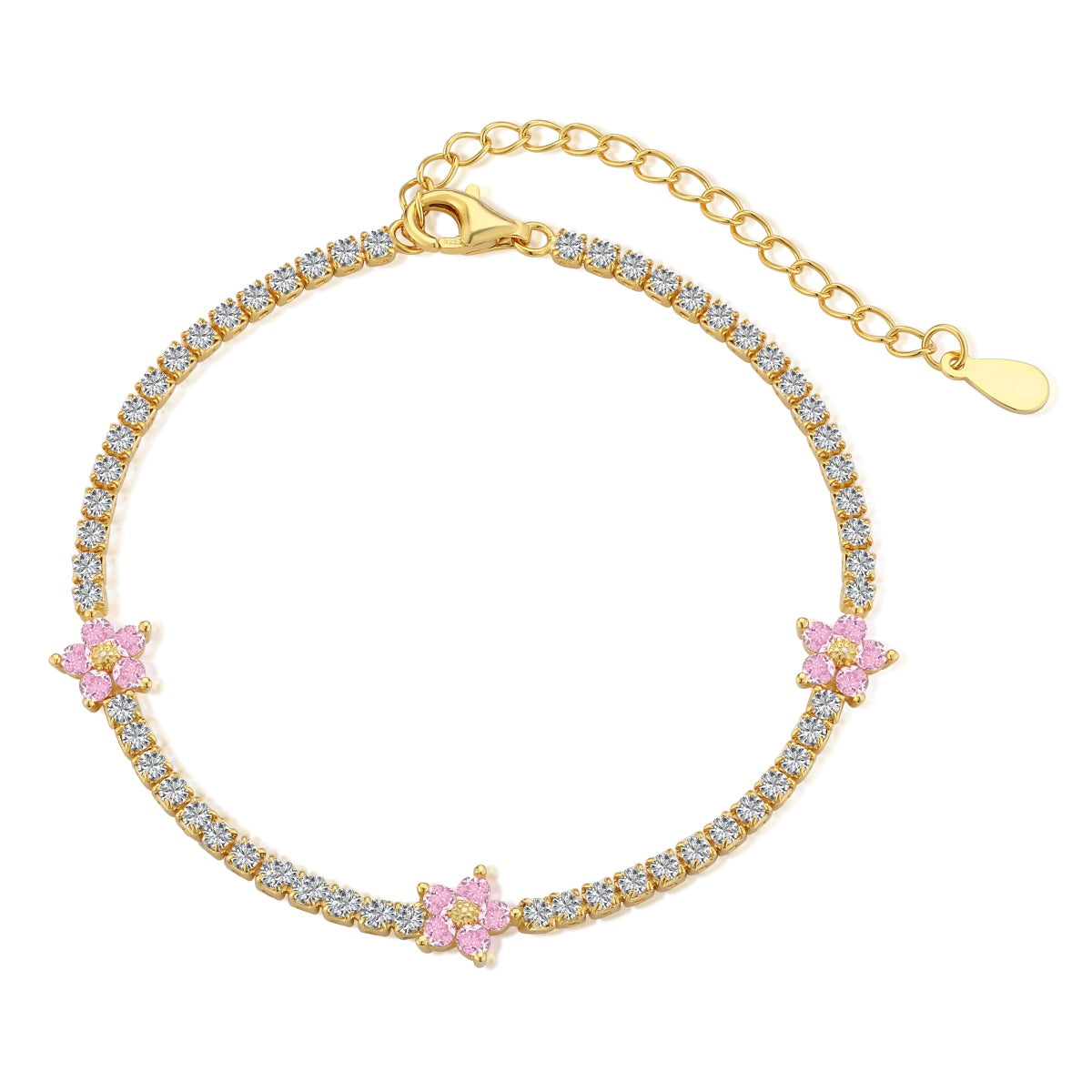 [Kincade Jewelrys] Bracelet tennis en forme de fleur scintillante