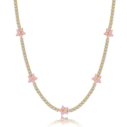 [Kincade Jewelrys] Collier tennis luxueux à fleurs colorées